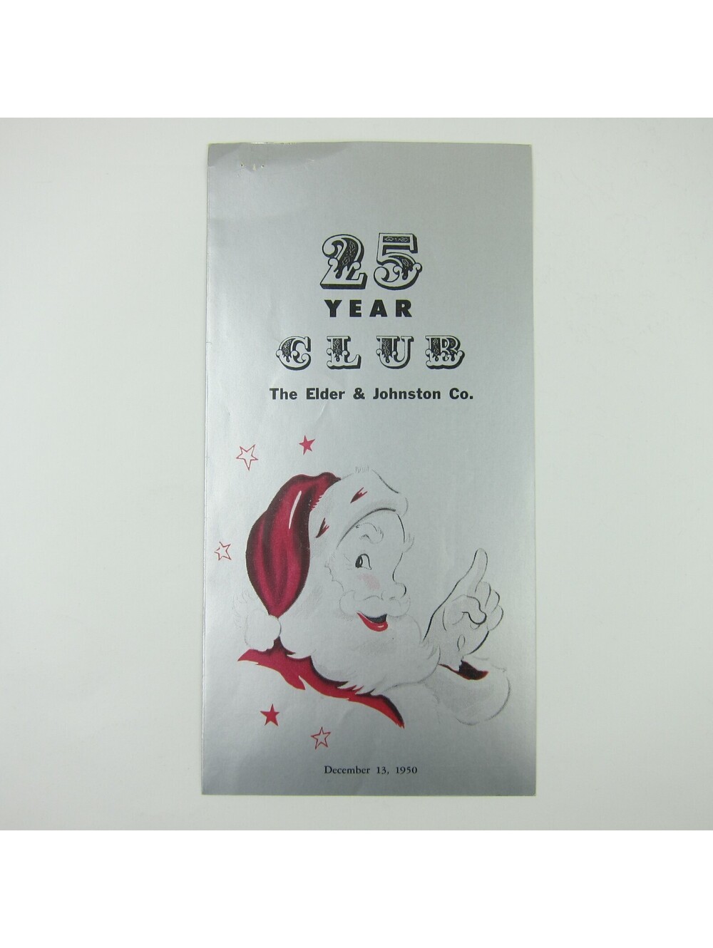 Elder & Johnston Co Dayton Ohio 25 Year Club Party Christmas Santa Vintage 1950